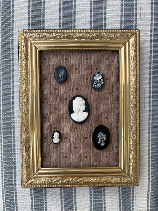 5 Cameos in a Brass Frame
