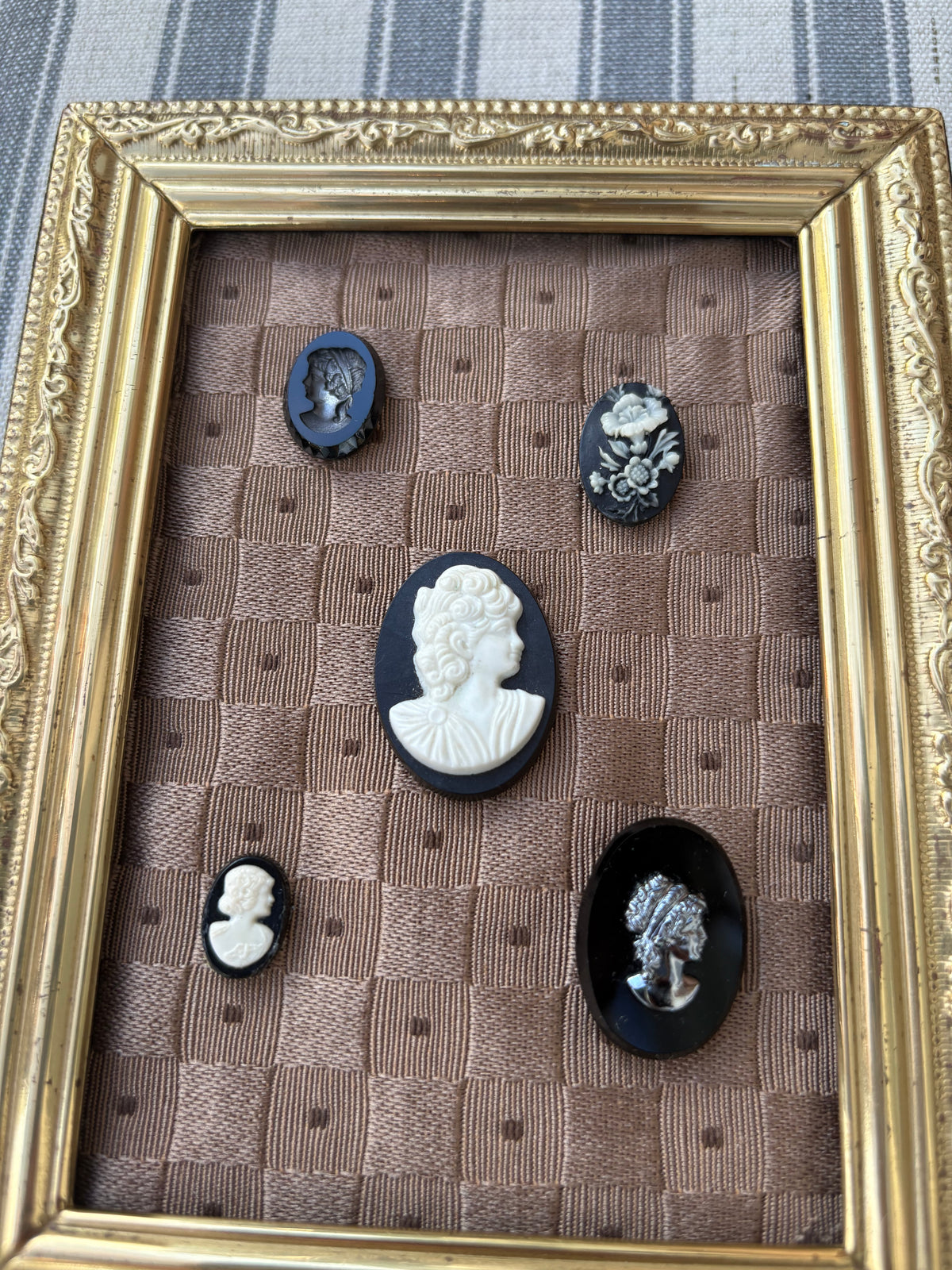 5 Cameos in a Brass Frame