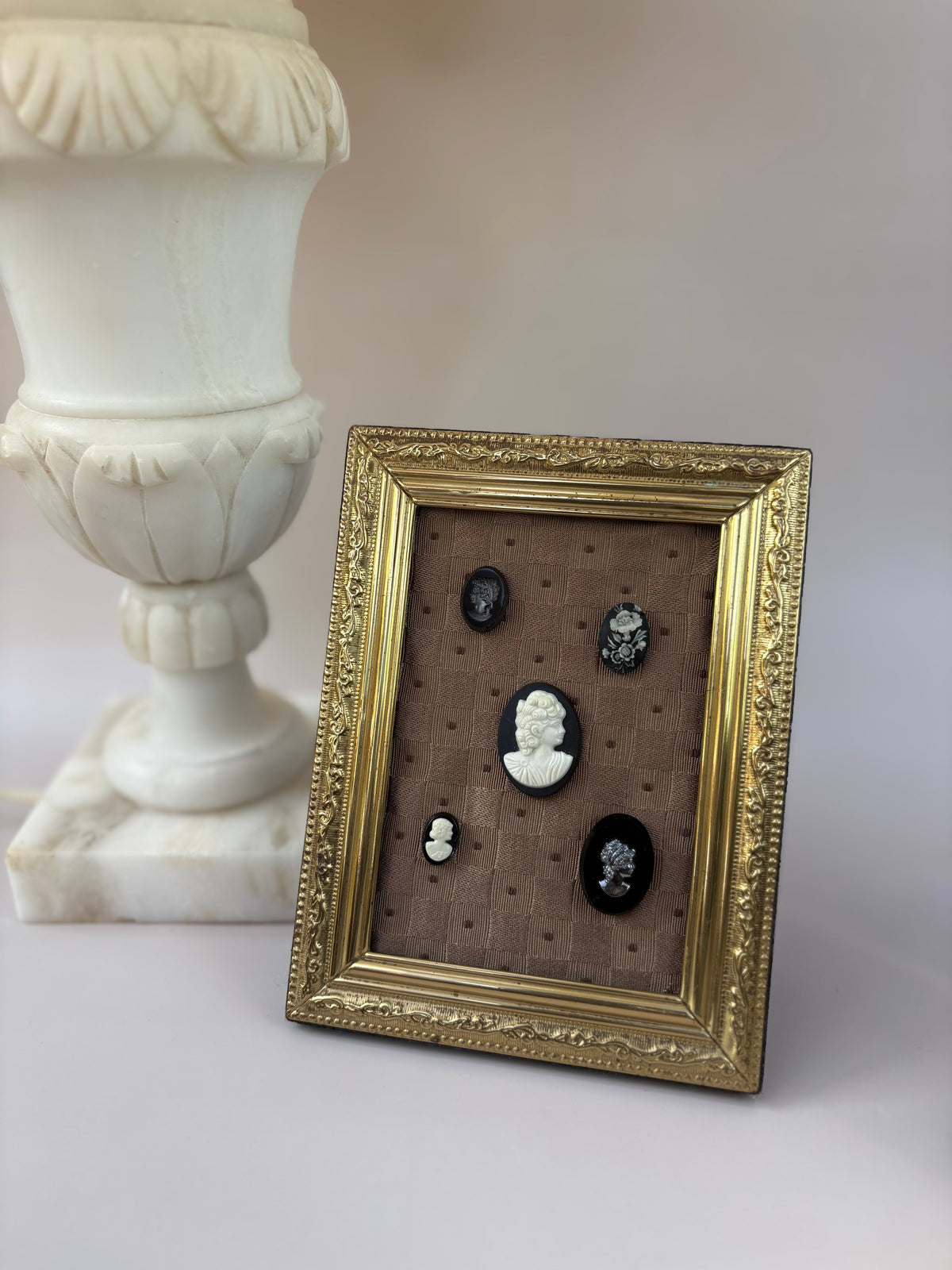 5 Cameos in a Brass Frame
