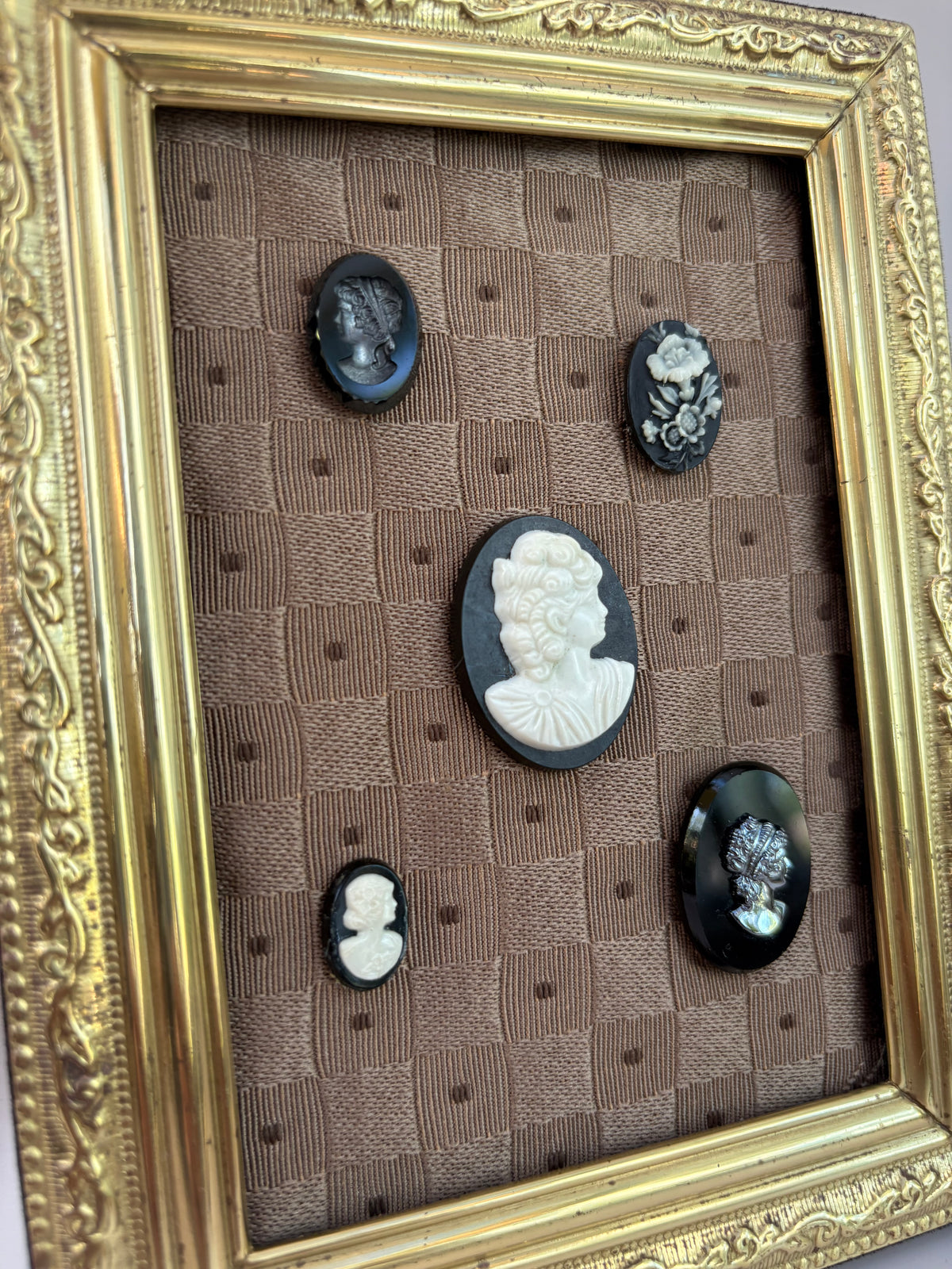 5 Cameos in a Brass Frame
