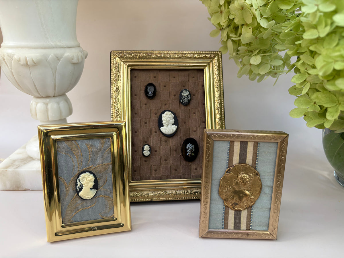 5 Cameos in a Brass Frame