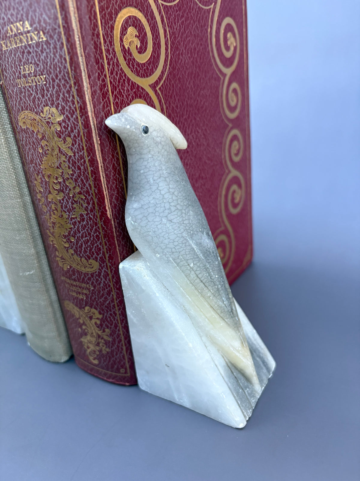 Vintage Pair of Italian Stone Cockatoo Bird Bookends