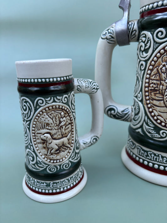 Vintage Avon "Rainbow Trout/ English Setter" Mini Stein
