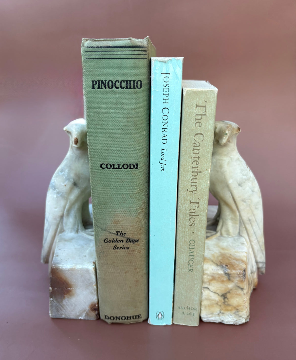 Vintage Pair of Alabaster Bird Bookends