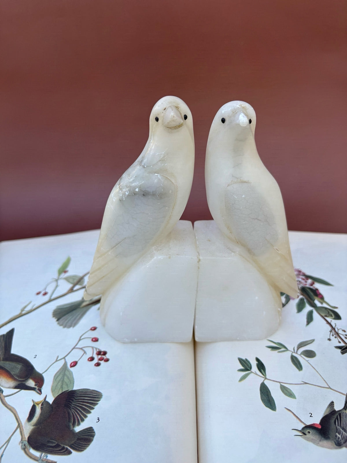 Vintage Pair of Italian Stone Bird Bookends