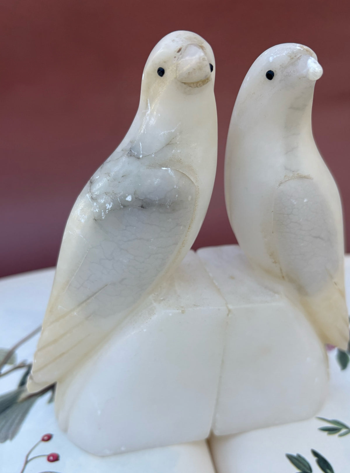 Vintage Pair of Italian Stone Bird Bookends