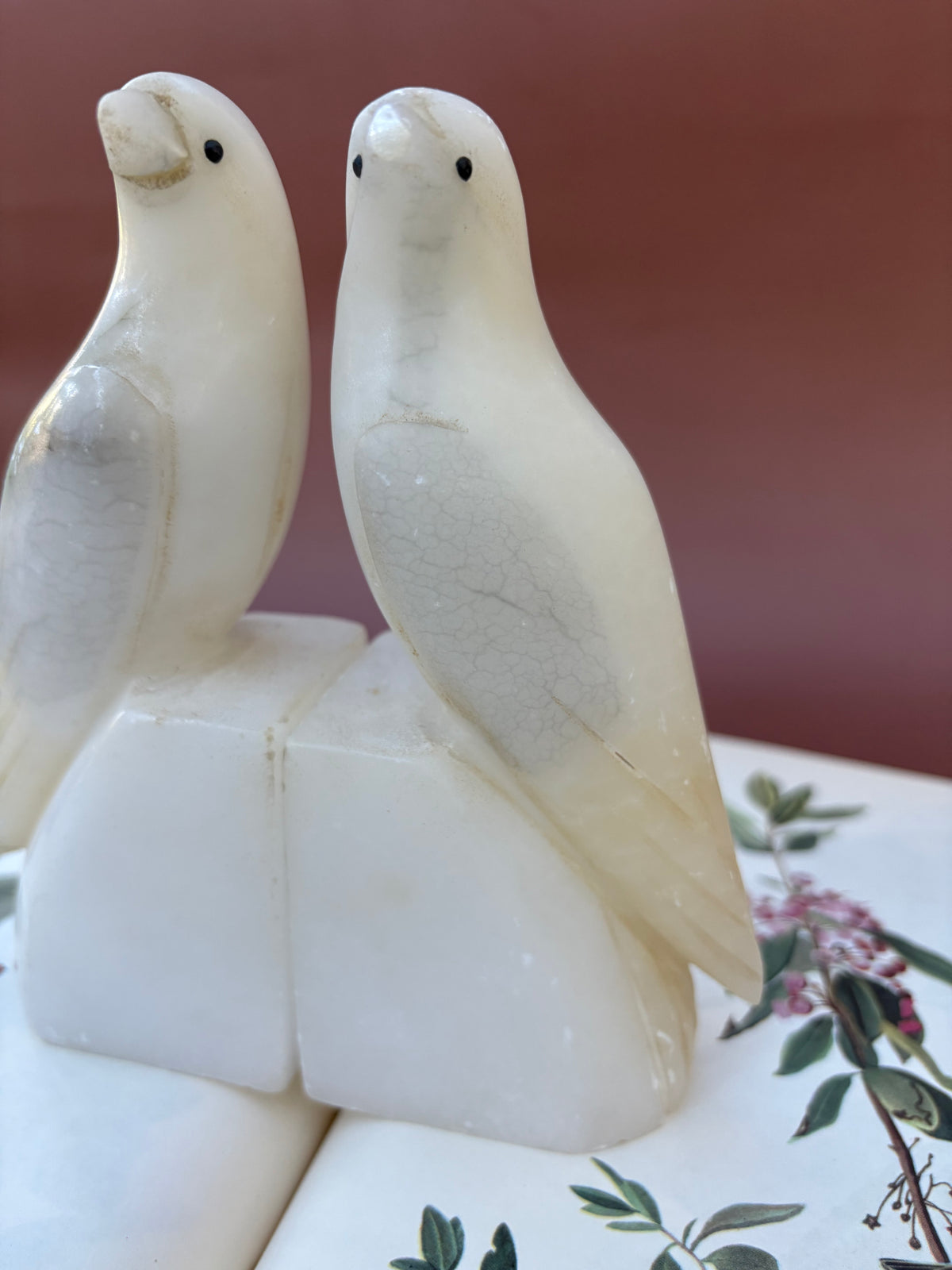 Vintage Pair of Italian Stone Bird Bookends