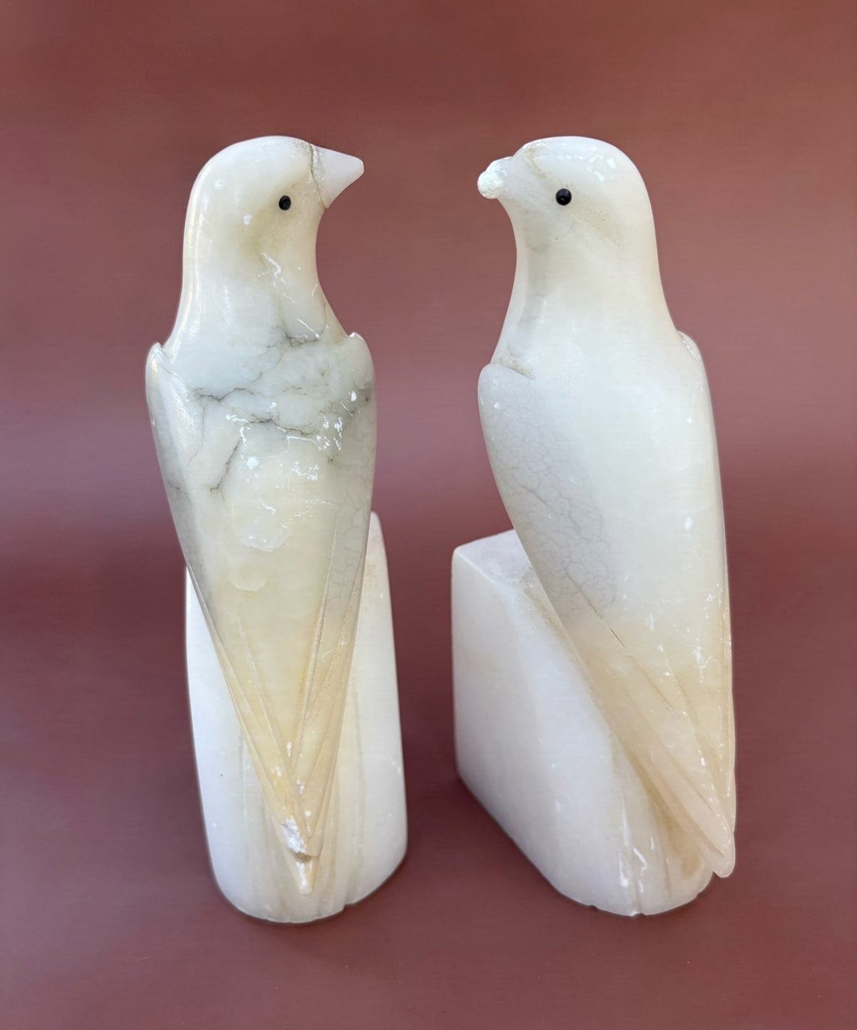 Vintage Pair of Italian Stone Bird Bookends