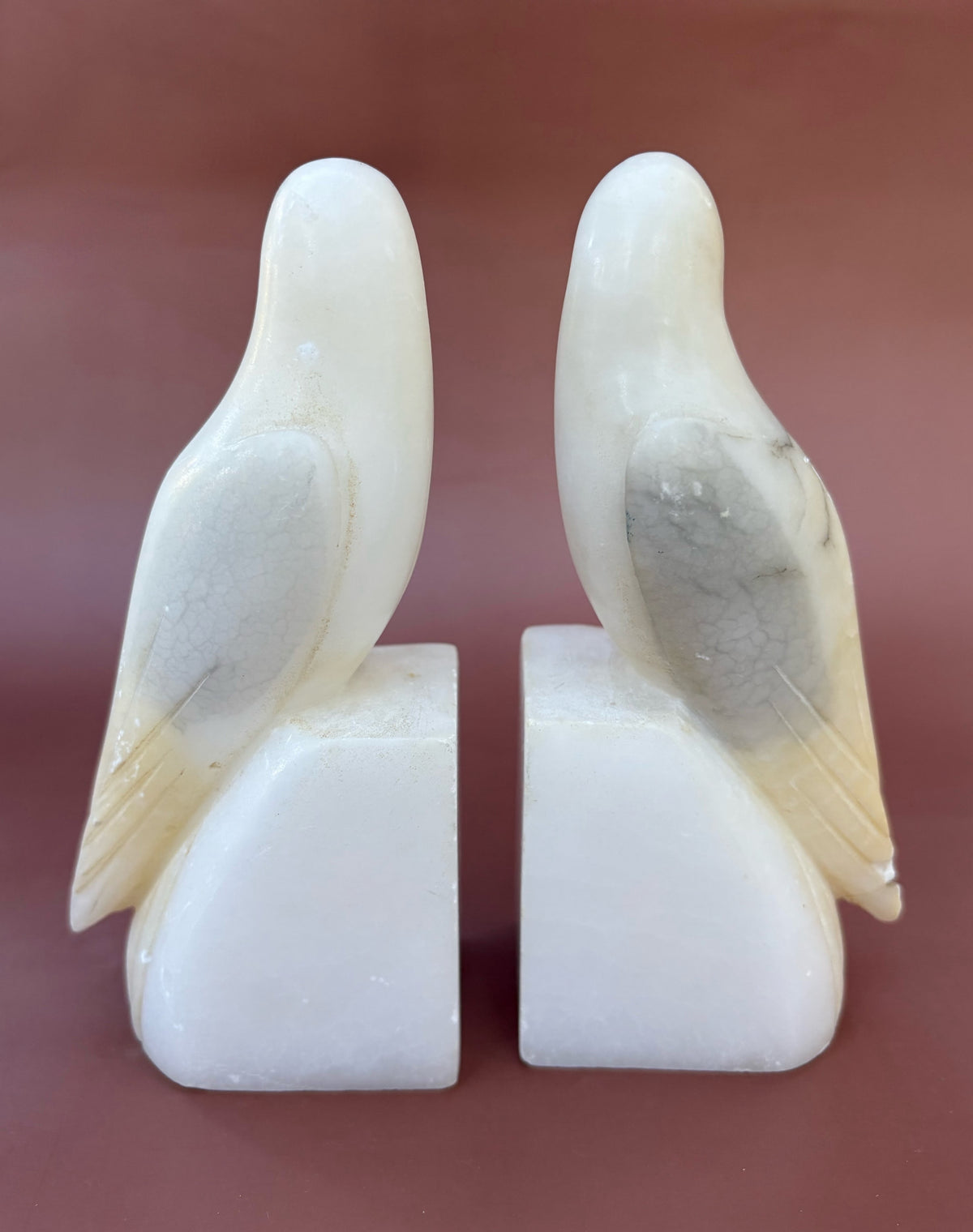 Vintage Pair of Italian Stone Bird Bookends
