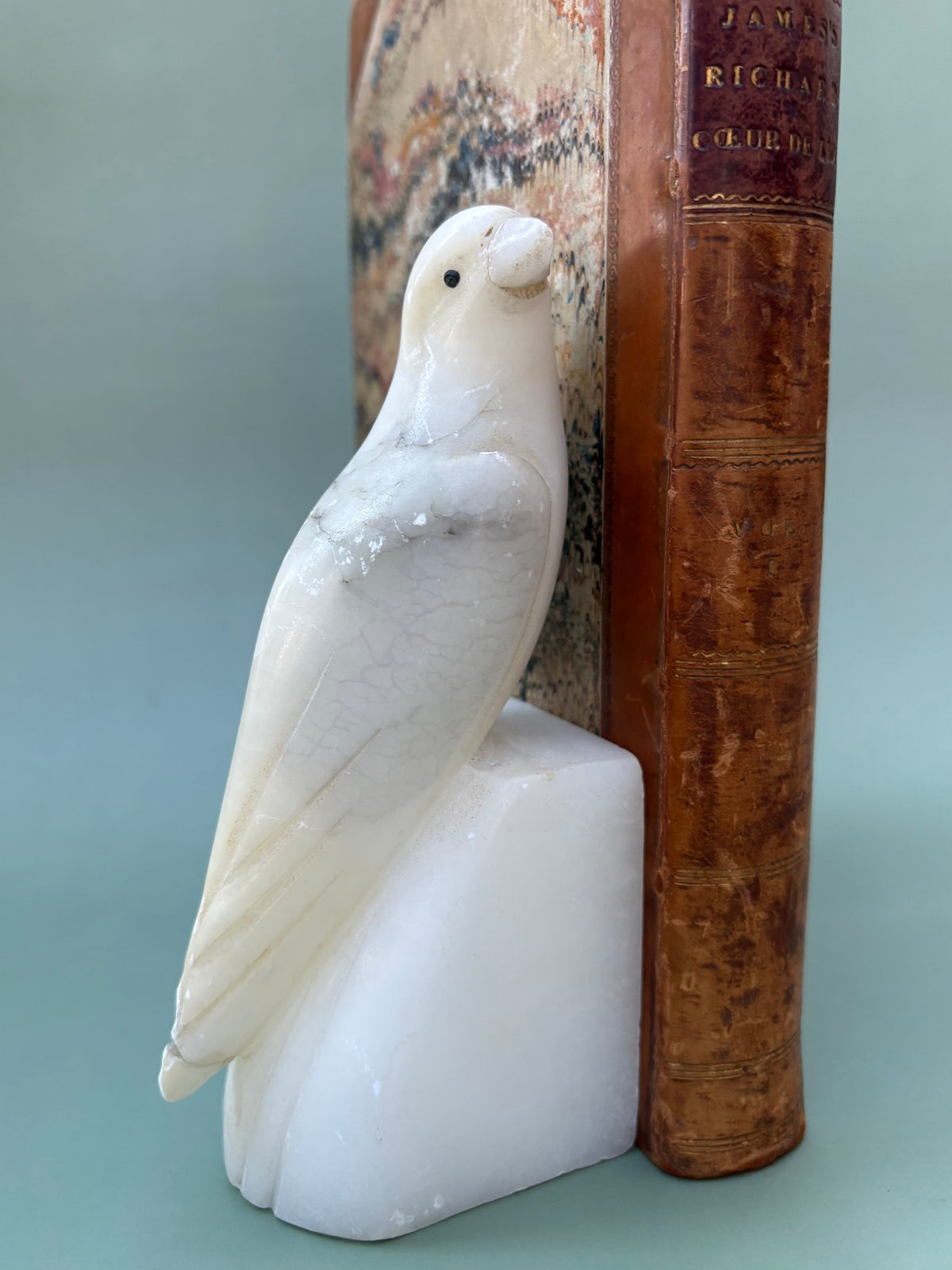 Vintage Pair of Italian Stone Bird Bookends